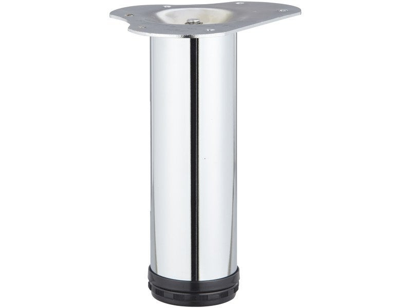 Pied table basse cylindrique réglable, H. 20-23 cm acier chromé