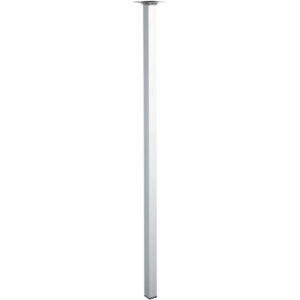 Pied table carré fixe, H.80 cm acier chromé gris