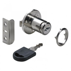 Serrure de meuble acier à encastrer HETTICH 18 mm réversible