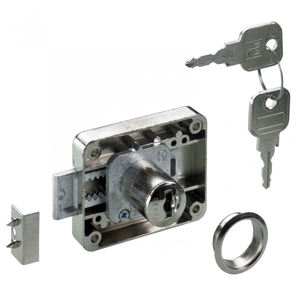 Serrure de meuble acier en applique HETTICH 40 mm réversible