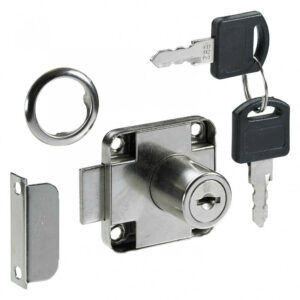 Serrure de meuble acier en applique HETTICH AXE 25 mm réversible