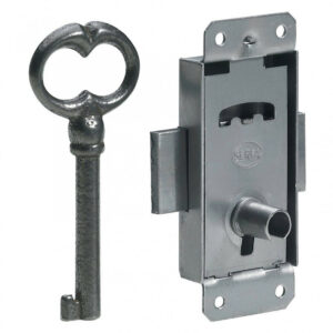 Serrure de meuble fer en applique HETTICH 15 mm réversible