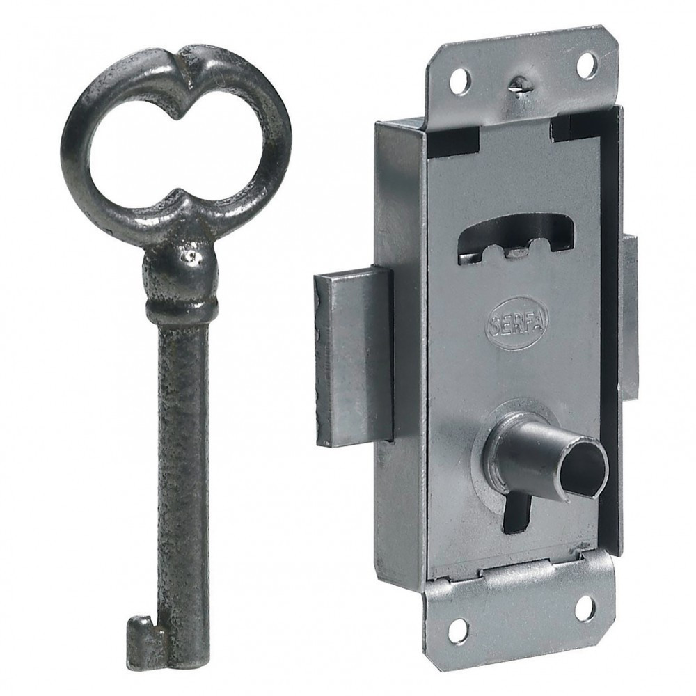 Serrure de meuble fer en applique HETTICH 15 mm réversible