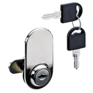 Serrure de vitrine acier à encastrer HETTICH de 4 a 14 mm reversible