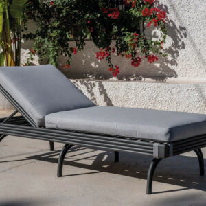 Bain de soleil aluminium et corde - SAONA-12 SET LUX - Anthracite et corde grise - Coussin Azalea gris