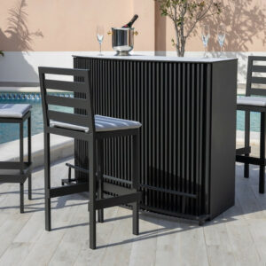 Bar de jardin DANTEL - Aluminium finition anthracite - Plateau HPL blanc