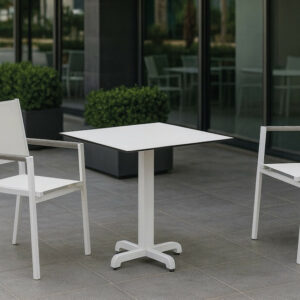 Ensemble bistrot de jardin - LANZAROTE 80 x 80 HPL MOASIS-3 - Table carrée HPL - Fauteuils textilène - 2 places