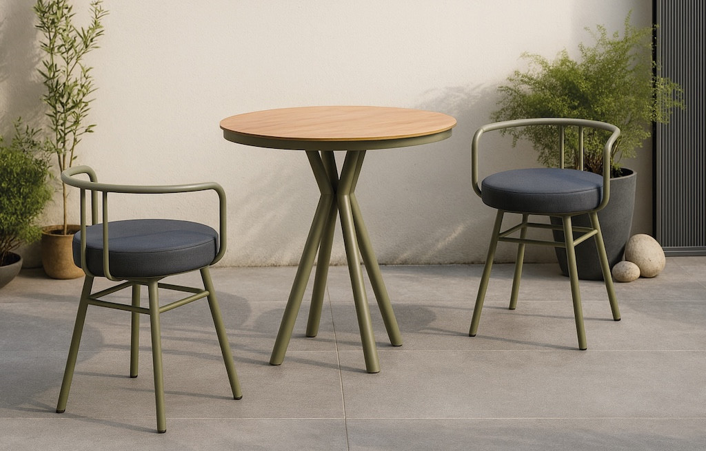 Ensemble bistrot - NEMUS MARIET - Plateau HPL finition bois - 2 places