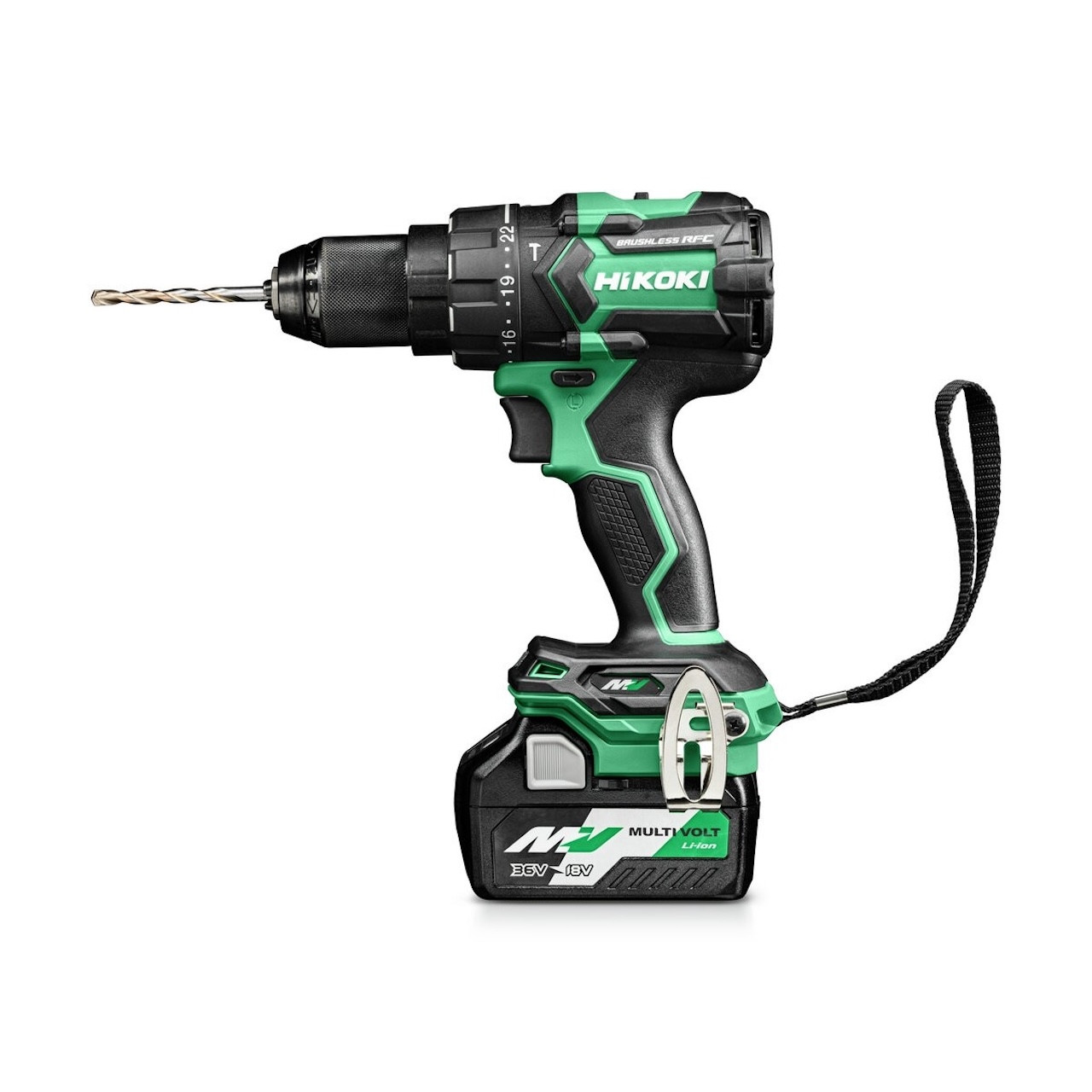 Perceuse percussion MultiVolt - 36 et 18V 2,5 et 5,0Ah Brushless 155Nm mandrin auto-serrant 13mm - RFC HitCase