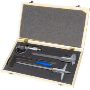 Ensemble d’instruments de mesure 5 pièces - calibre micromètre équerre et jauges