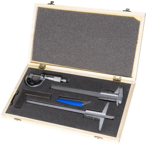 Ensemble d’instruments de mesure 5 pièces - calibre micromètre équerre et jauges