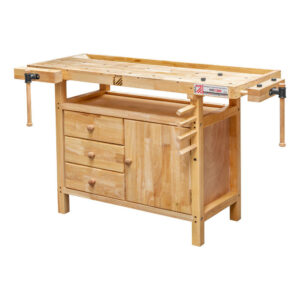 Etabli bois 1380 x 620 mm 1 porte + 3 tiroirs