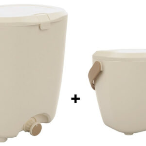 Lot de 2 composteurs de cuisine - Bokashi Pure 15 L - compostage intérieur beige
