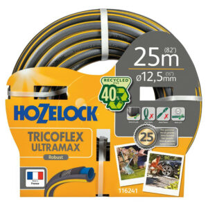 Tuyau d’arrosage anti écrasement Ultramax usage domestique diamètre 15 mm 25 m gris jaunes