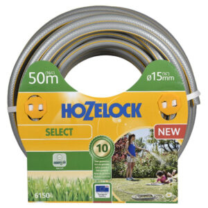 Tuyau d’arrosage Hozelock Select anti UV gris bandes 3D jaunes diamètre 15mm 50m
