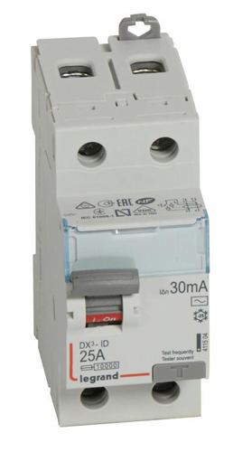 Interrupteur différentiel DX³-ID 2P 230 V 25 A type AC 30mA LEGRAND 411504