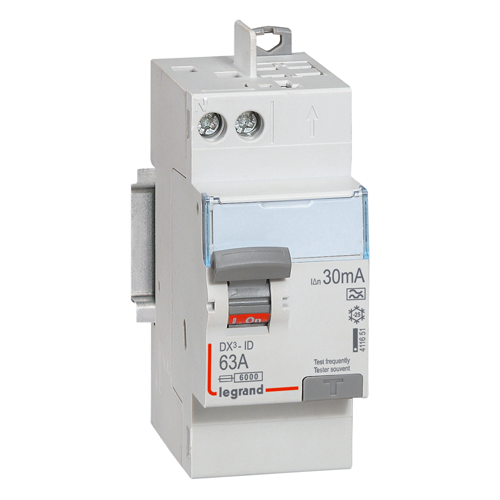 Interrupteur différentiel DX3-ID 2P 63 A 30 mA 2 modules LEGRAND 411651