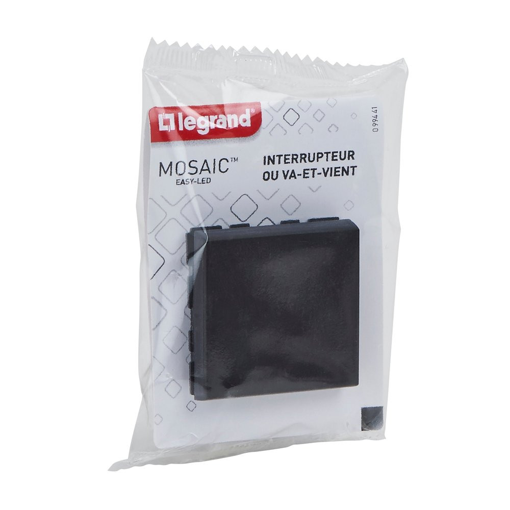 Interrupteur va-et-vient, LEGRAND Mosaic, noir mat