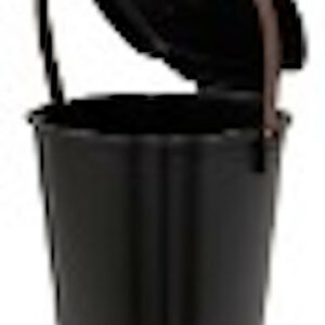 Bio-seau plastique - 7L - Anthracite avec poignée marron - 23,7 x 23,4 x 27,6 cm - Fabrication Française