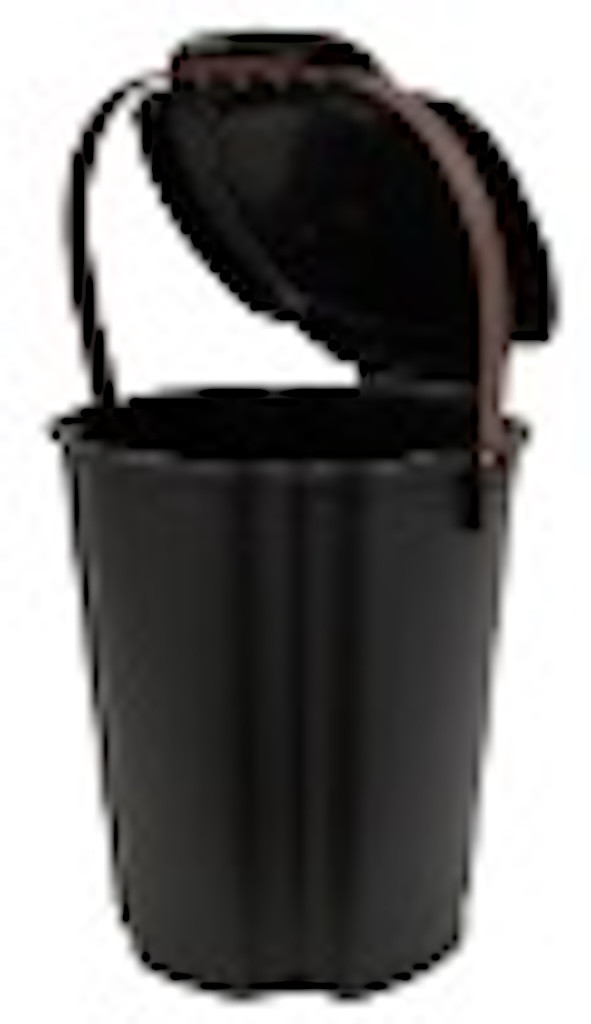 Bio-seau plastique - 7L - Anthracite avec poignée marron - 23,7 x 23,4 x 27,6 cm - Fabrication Française
