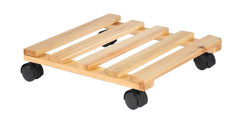 Support de pots - bois - à roulette - 30x30 cm - Made in France