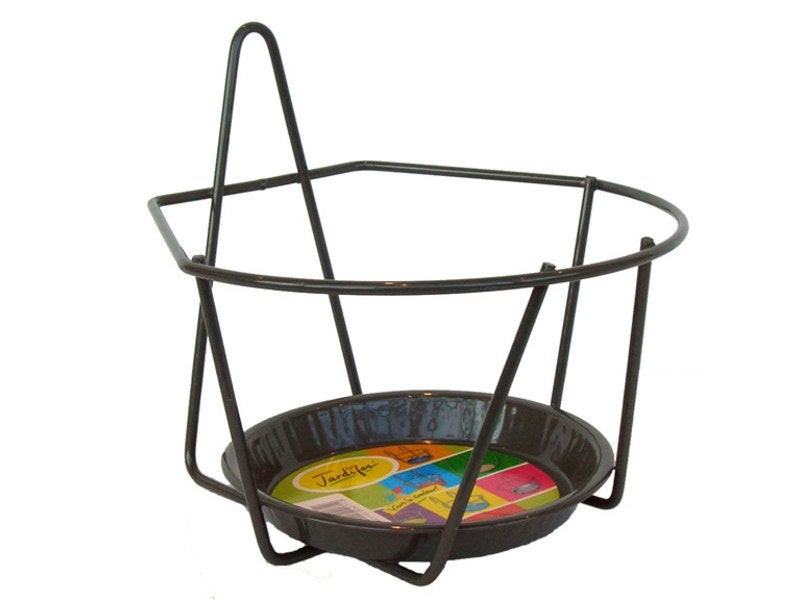Support Pot Jardifer Rond Gris, H.20.5 X L.22 Cm