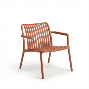 Chaise de jardin - Joysxee - polypropylène recyclé terracotta - fauteuil bas - 75,5 x 68 x 73,5 cm