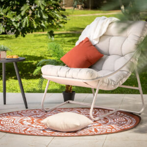 Fauteuil de détente - Bahamas - acier et résine époxy - coussin polyester beige grège - 78 x 86 x 83 cm