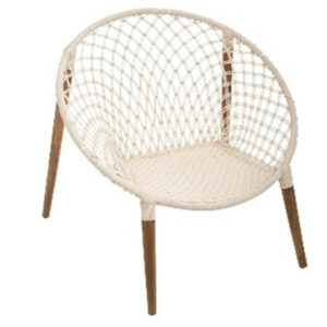 Fauteuil de jardin - Pamban - acier et accoudoirs teck naturel - écru - 90 x 85 x 85 cm
