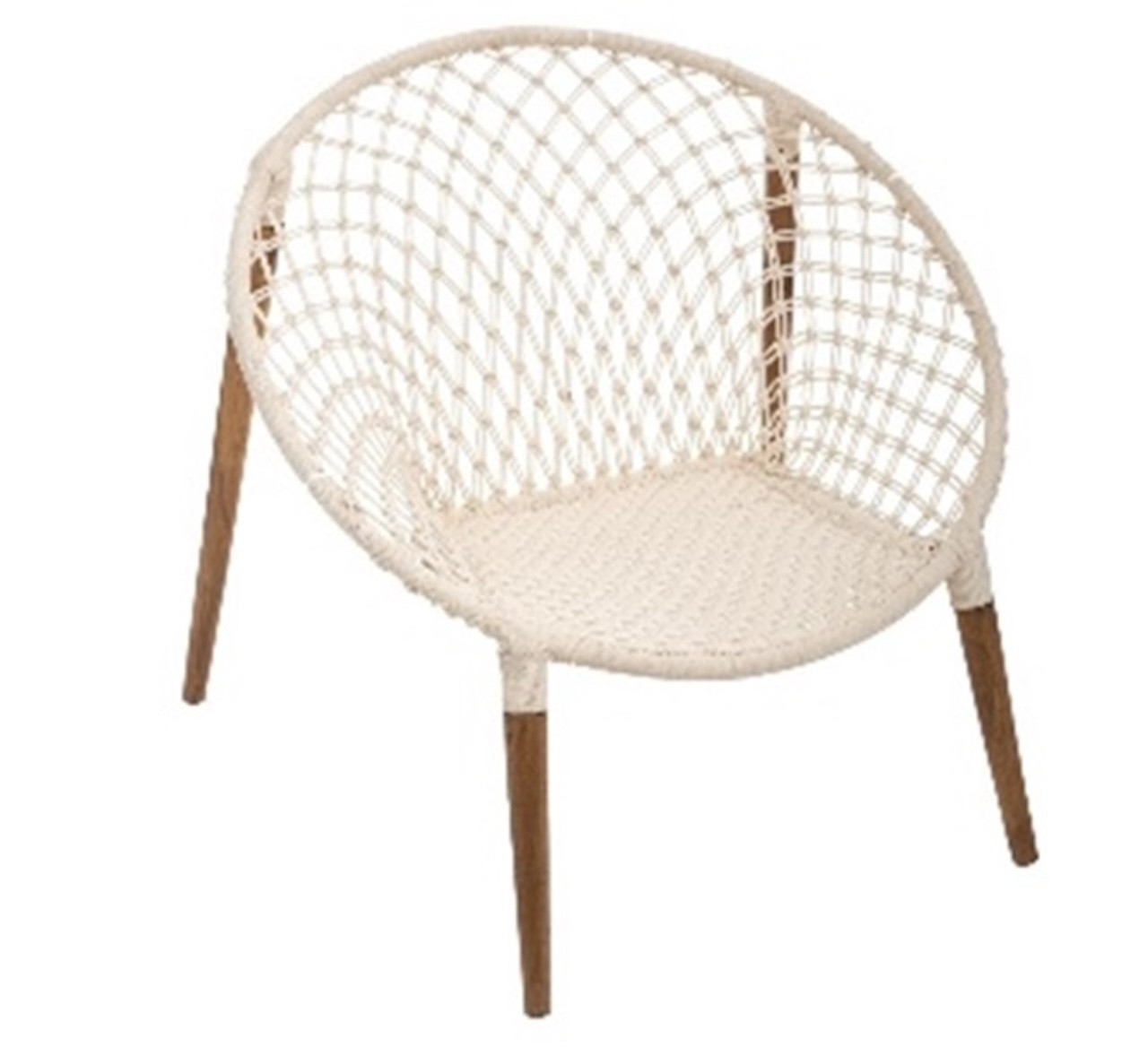 Fauteuil de jardin - Pamban - acier et accoudoirs teck naturel - écru - 90 x 85 x 85 cm