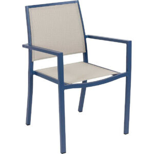 Fauteuil de jardin - Santorin - aluminium et textilène - gris bleuté - empilable - 58 x 55 x 85 cm