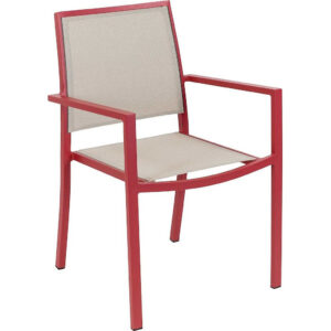 Fauteuil de jardin - Santorin - aluminium et textilène - terracotta - empilable - 58 x 55 x 85 cm