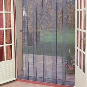 Moustiquaire de porte rideau - Arles - 160 x 220 cm - fibre de verre grise 6 bandes