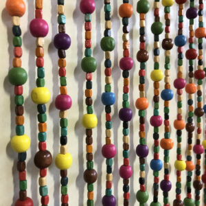 Rideau de porte - Bubble Gum - 90 x 200 cm - perles de bois multicolores 40 bandes