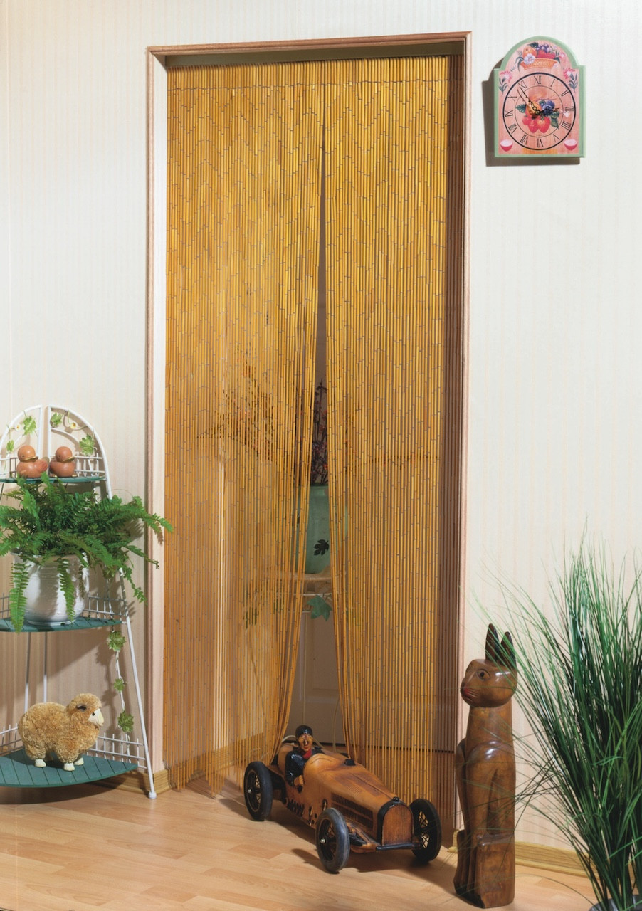 Rideau de porte - Naturel - 100 x 220 cm - bambou naturel verni 110 bâtonnets