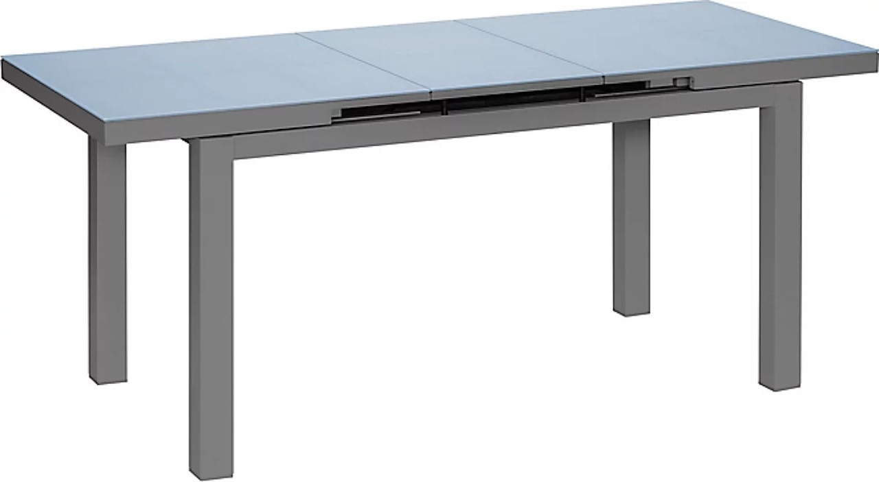 Table de jardin extensible - Ibiza - aluminium anthracite - plateau verre texturé fumé - 8 à 10 personnes
