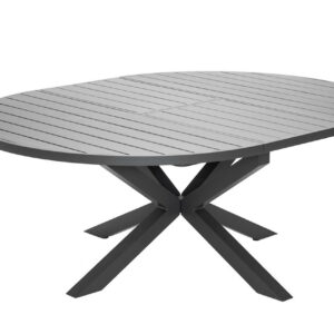 Table de jardin extensible - Palma - ronde en aluminium anthracite Ø145/199 x H75 cm - 8 à 10 personnes