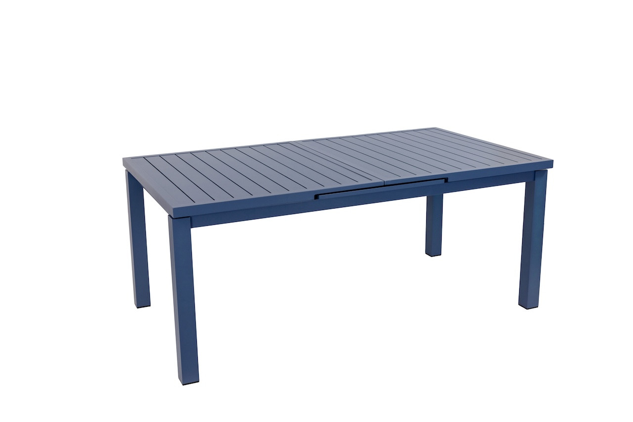 Table de jardin extensible - Santorin - aluminium gris bleuté - 180/240 x 100 x 76 cm - 8 à 10 personnes - allonge automatique
