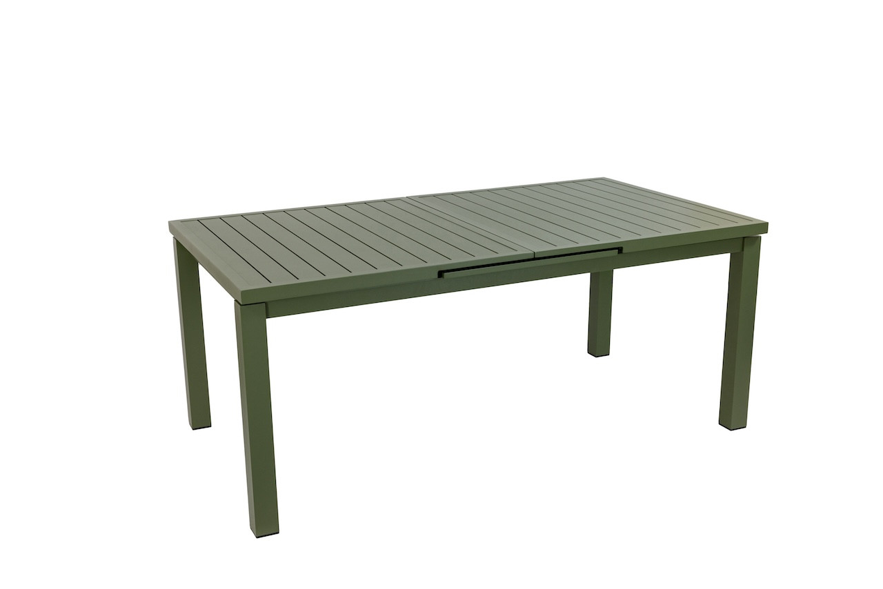 Table de jardin extensible - Santorin - aluminium kaki - 180/240 x 100 x 76 cm - 8 à 10 personnes - allonge automatique