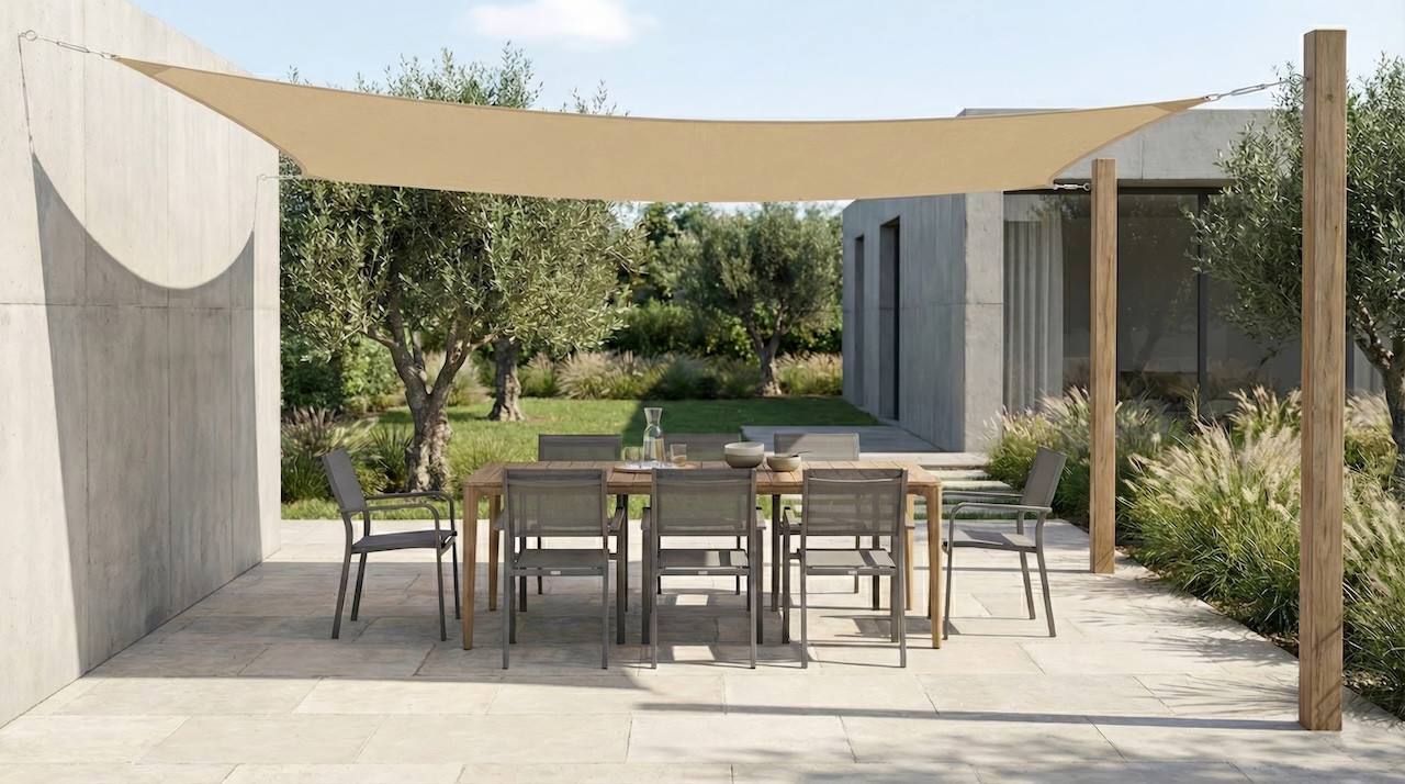 Voile d'ombrage carrée - Austral - sable 3,6 x 3,6 m - protection UV 90 %