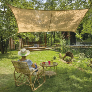 Voile d’ombrage rectangulaire - NATIREL JUTE - 4 x 3 m - toile de jute naturelle beige