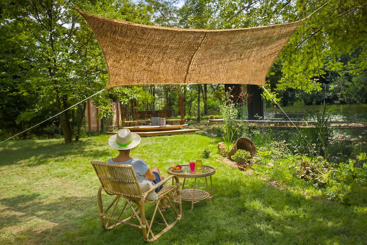 Voile d’ombrage rectangulaire - NATUREL COCO - 3 x 2 m - fibre de coco naturelle marron