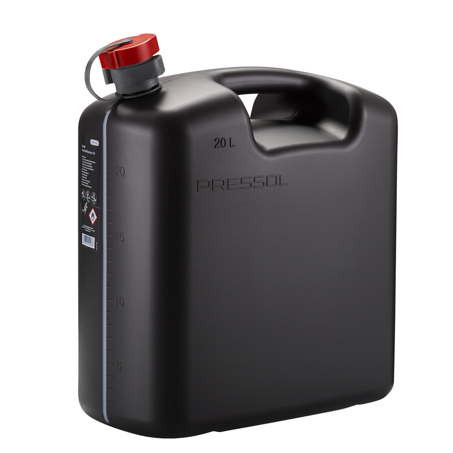 Jerrycan universel en polyéthylène noir graduation 20 L PRESSOL 21 147 NOIR