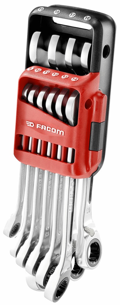 Jeu de 10 clés mixtes à fourche à cliquet métriques FACOM 467BR.JP10PB