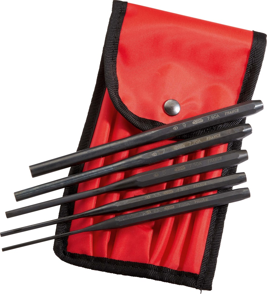 Jeu de 5 chasse-goupilles longs en trousse SAM OUTILLAGE 7-TR5A