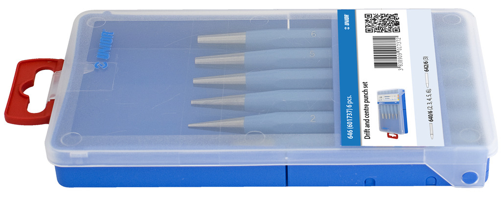 Jeu de 6 chasse-clous en boîte plastique UNIOR TOOLS 601737