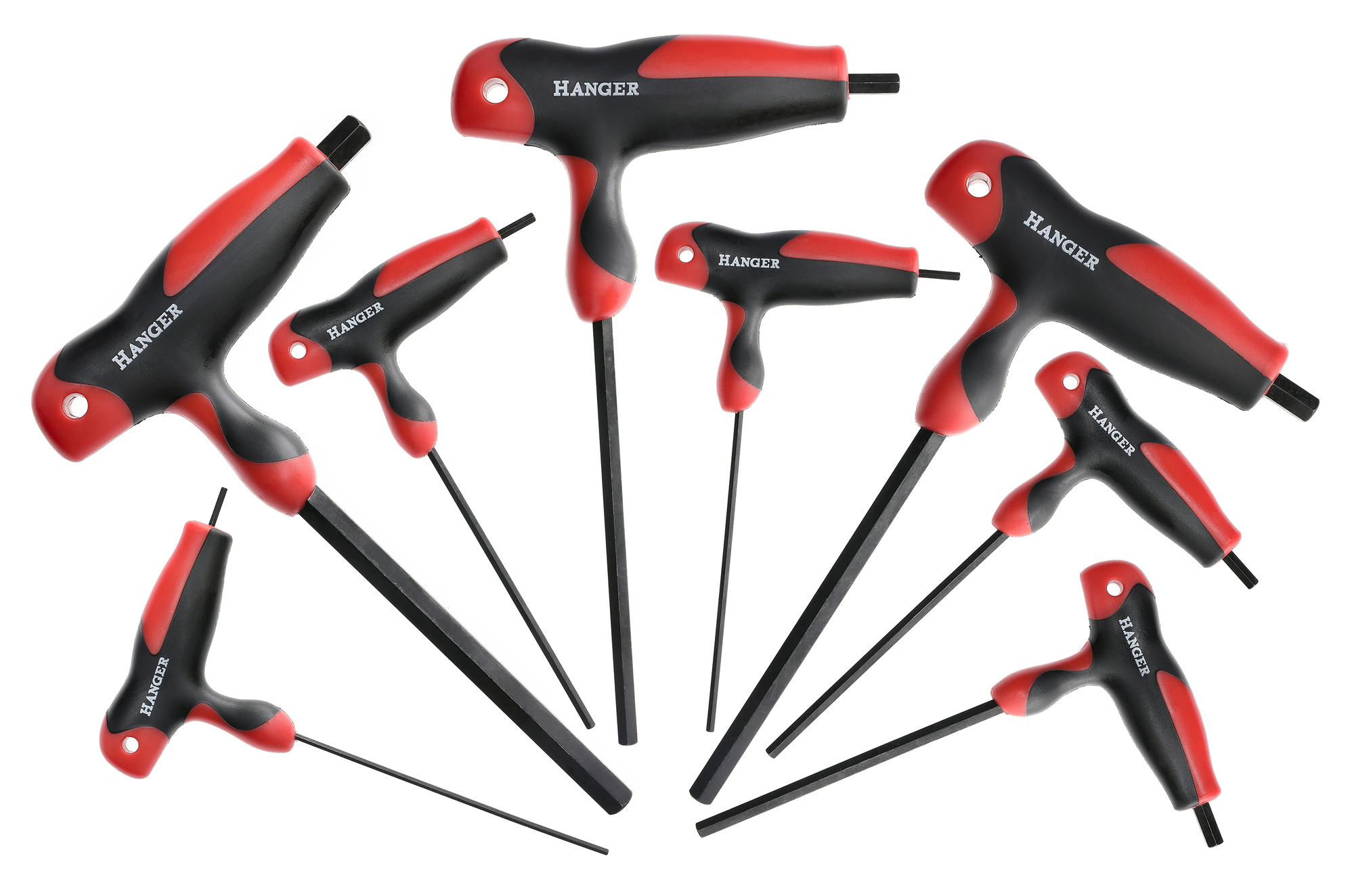 Jeu de 8 clés mâles emmanchées en T 6 pans HANGER 250190