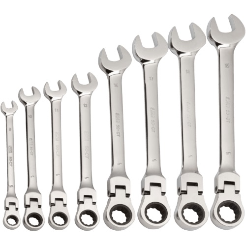 Jeu de 8 clés mixtes à cliquet articulées en mm SAM OUTILLAGE 50-CTJ8