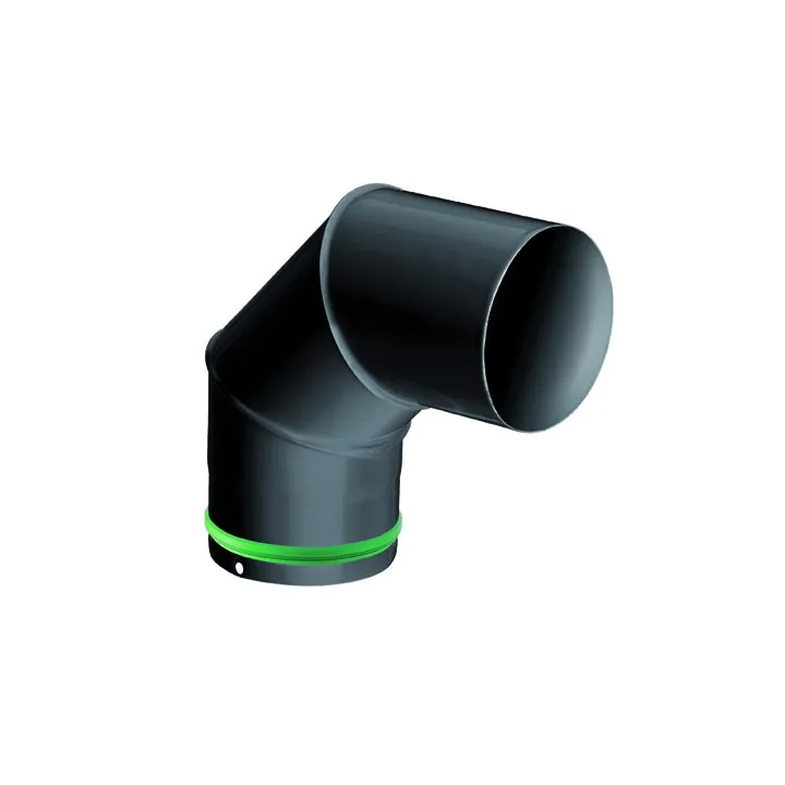Coude pour évacuation des fumées - 90° d'angle - émail 0.7MM - noir - Ø80MM - Isotip