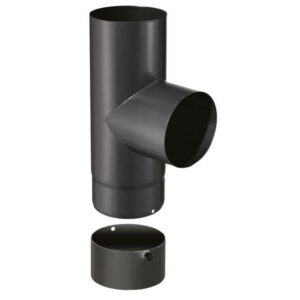 Coude T de 90° d'angle - avec tampon - émail 0.7MM - noir mat - Ø180MM